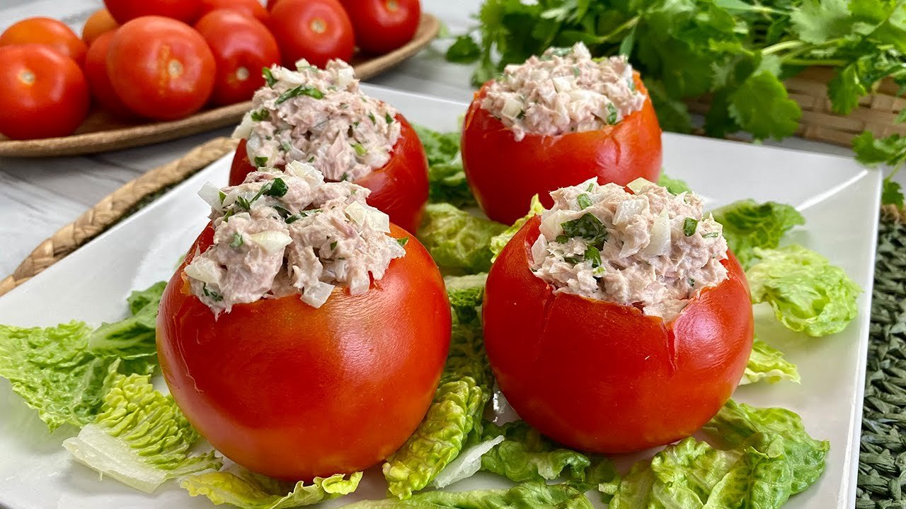 Receta de Tomates rellenos de atún sin horno