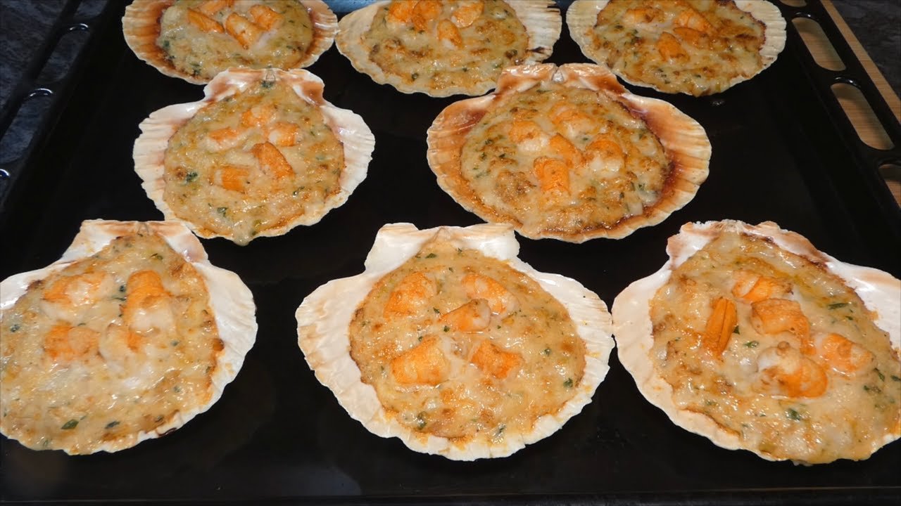 Receta de Vieiras rellenas de merluza y gambas