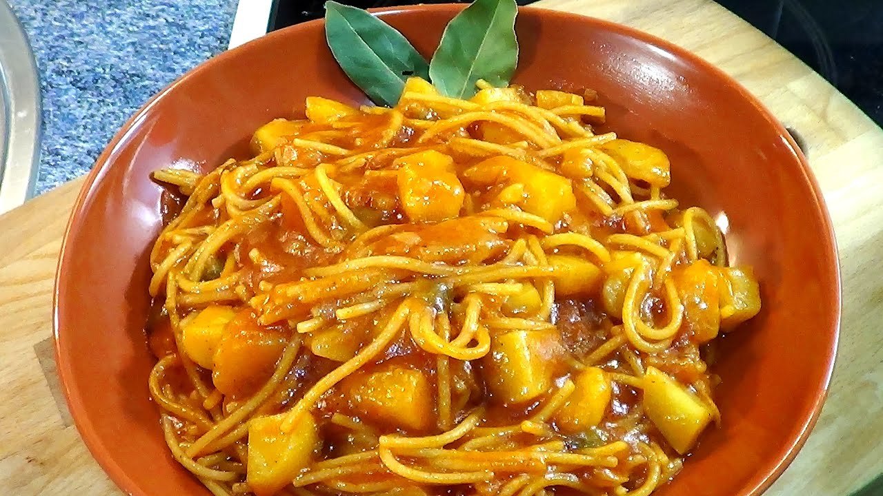 Receta de papas con tallarines