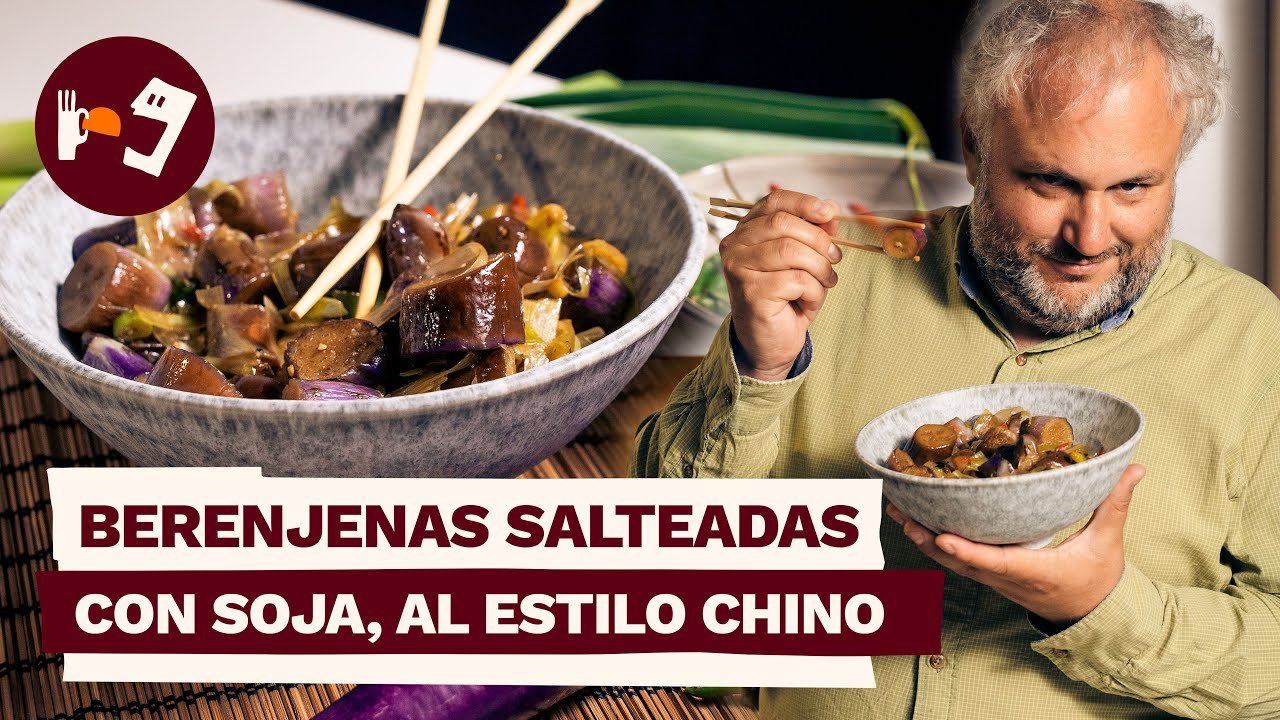 Berenjena salteada con soja y jengibre