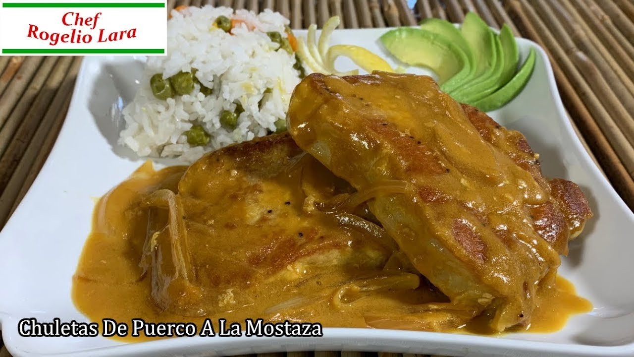 Chuletas de cerdo con salsa de mostaza