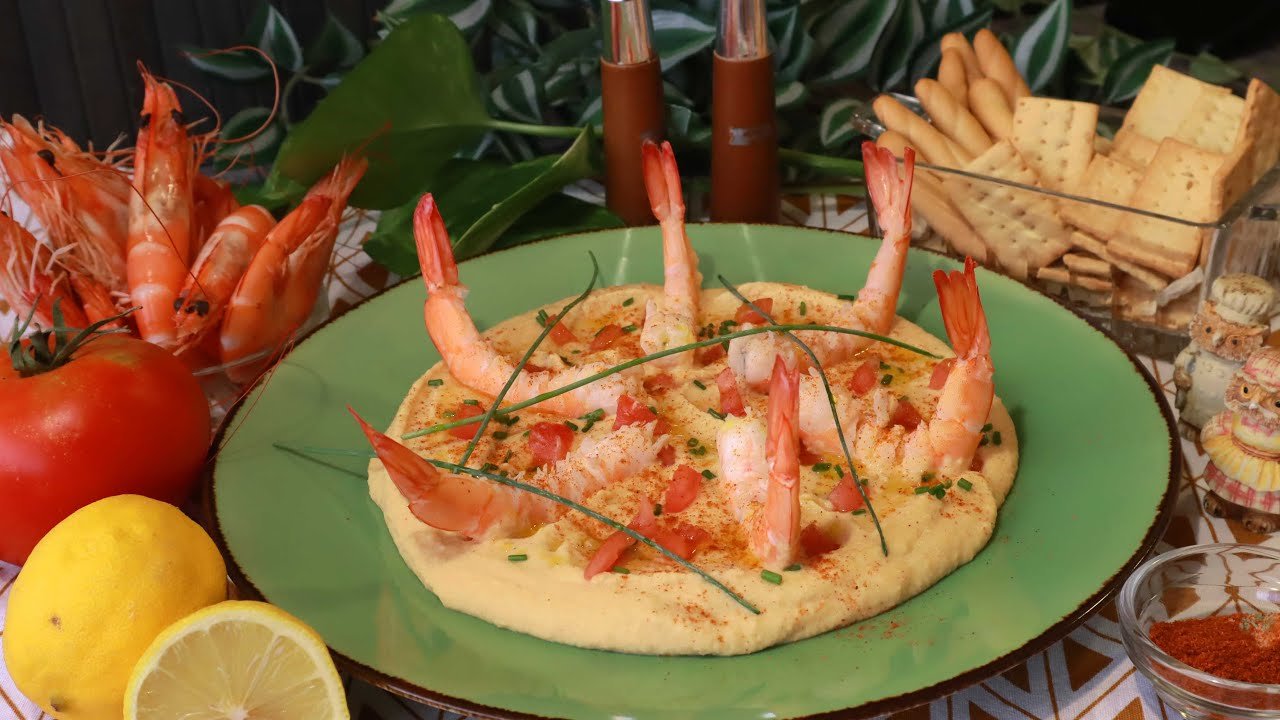 Gambas salteadas con tahini