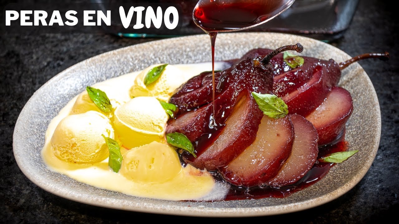 Peras al vino rápido