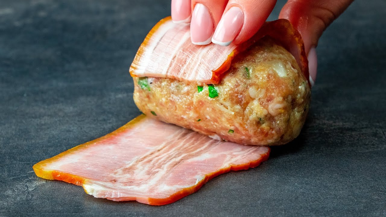 Receta de Albóndigas envueltas en tocino al horno