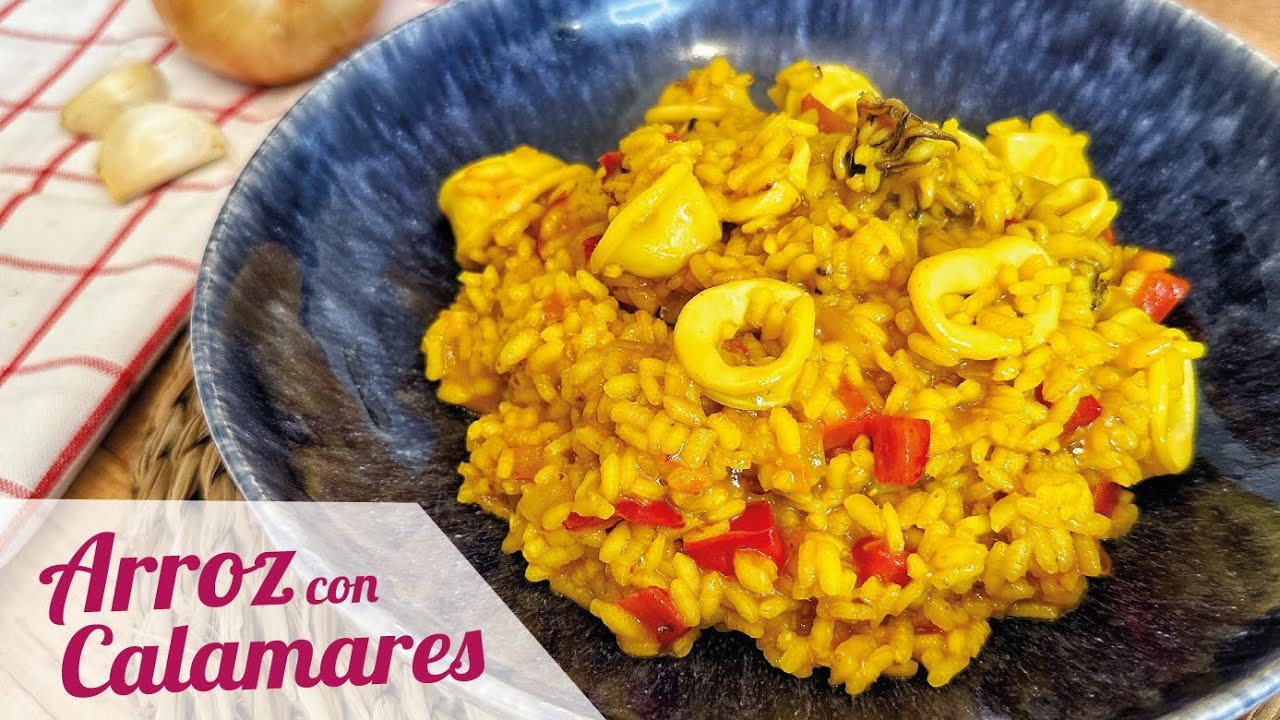 Receta de Arroz con calamares y colorante