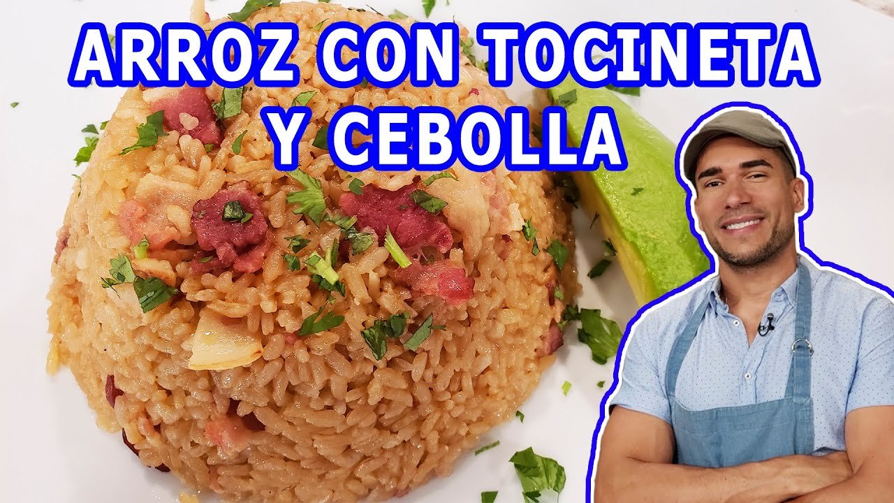 Receta de Arroz con cebolla y bacon boricua