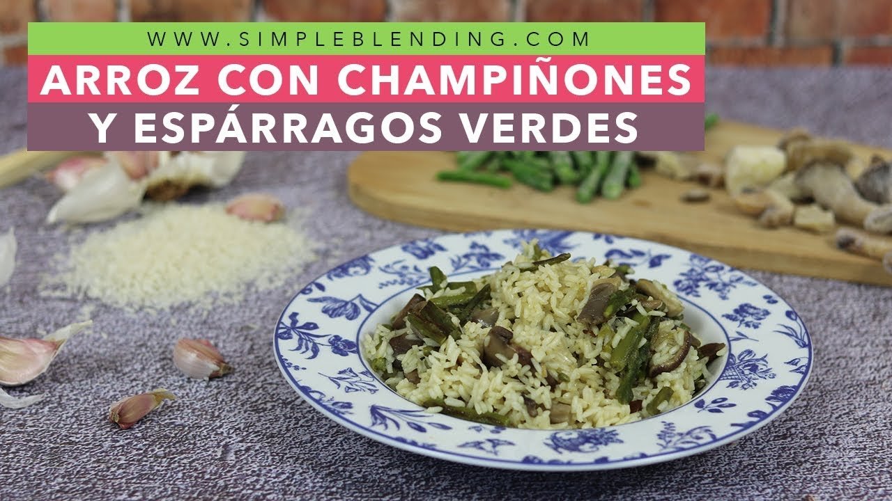 Receta de Arroz con espárragos y champiñones