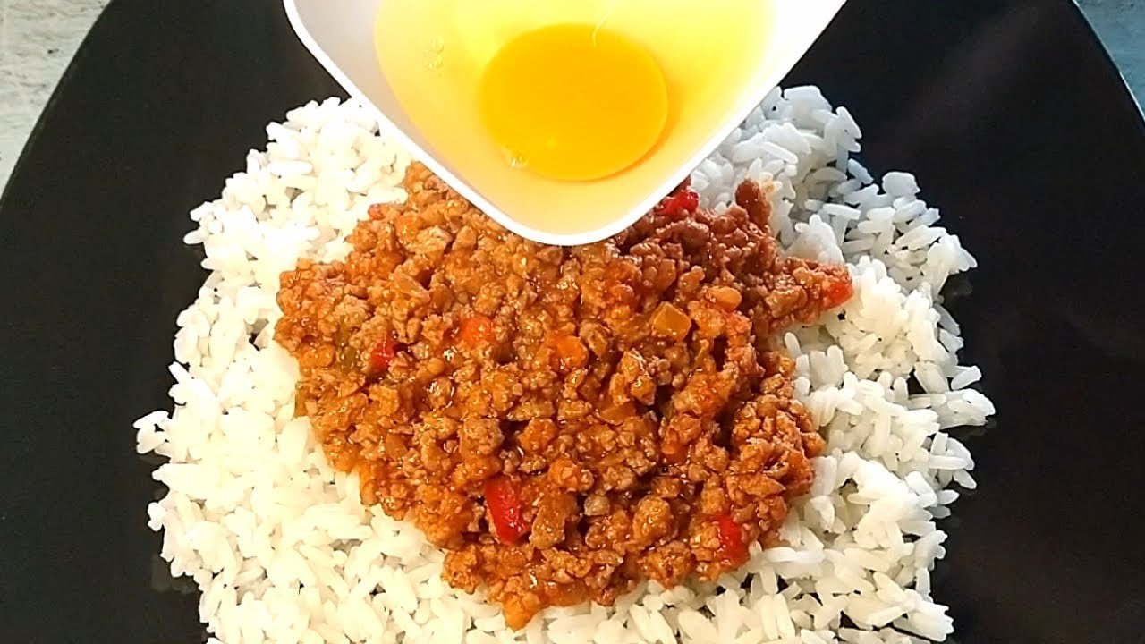 Receta de Arroz con huevo y carne picada