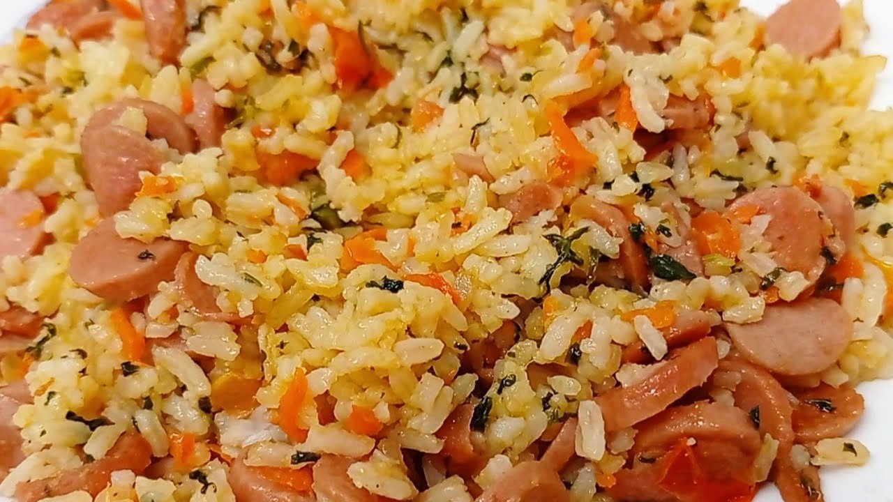Receta de Arroz con salchichas y verduras