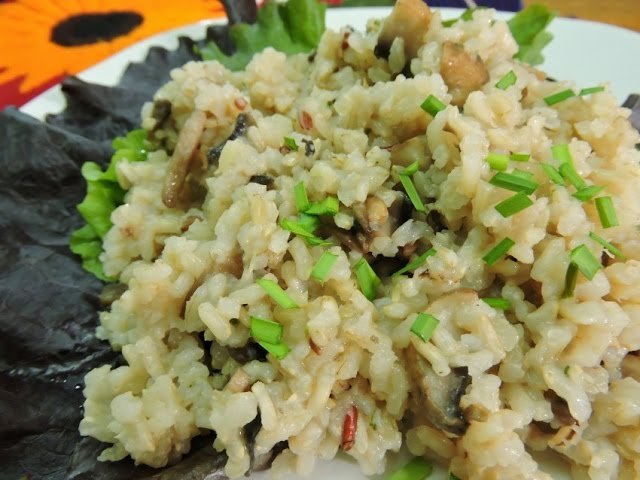 Receta de Arroz integral con champiñones