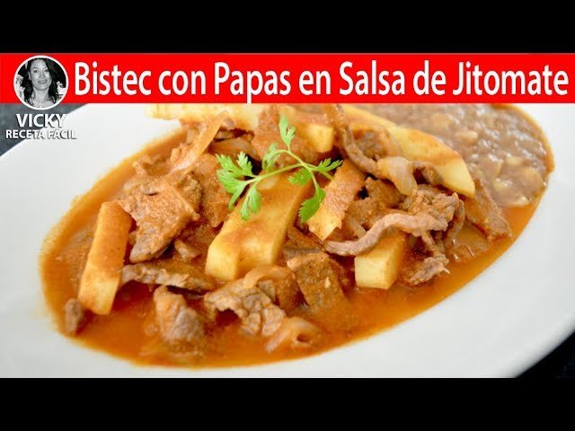 Receta de Bistec en salsa roja con papas