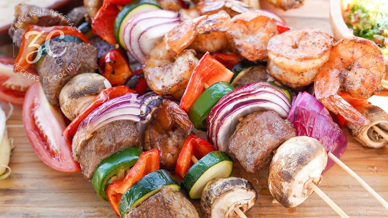 Receta de Brochetas de arrachera y camarón