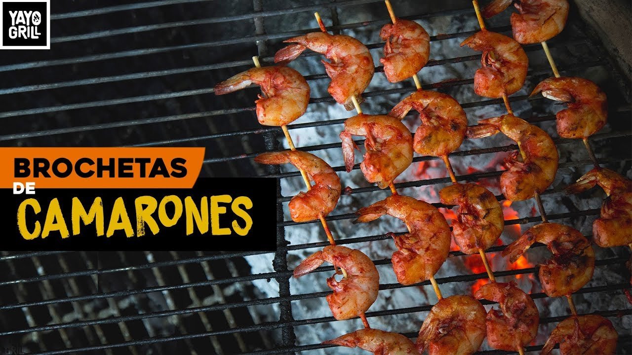 Receta de Brochetas de camarón al carbón