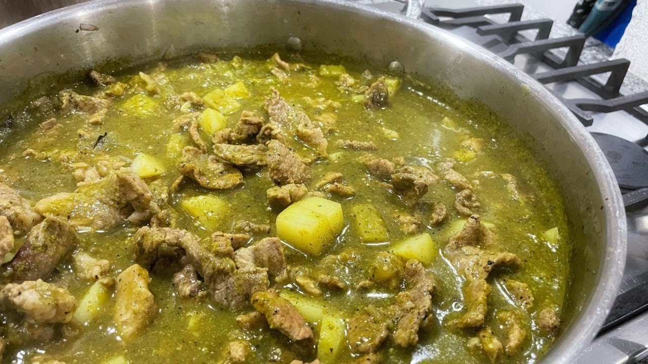Receta de Carne de res en salsa verde con papas