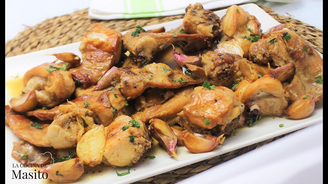 Receta de Conejo al ajillo con patatas fritas