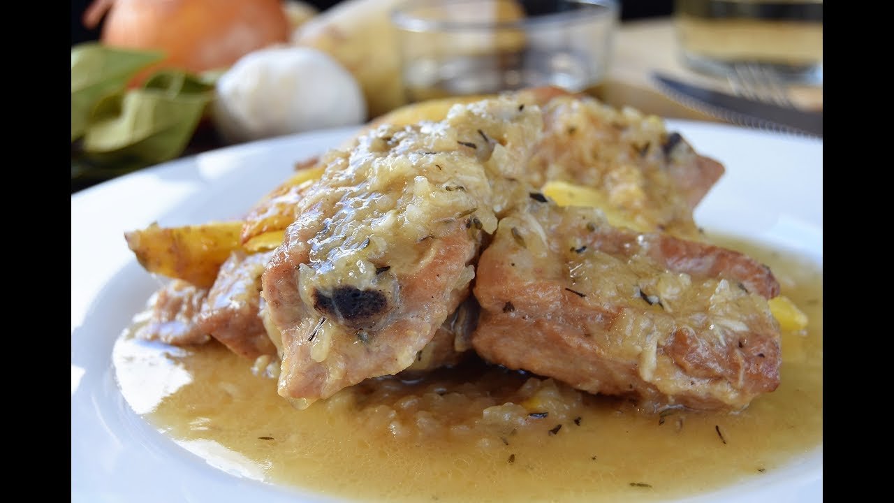 Receta de Costillas de cerdo en salsa de vino blanco