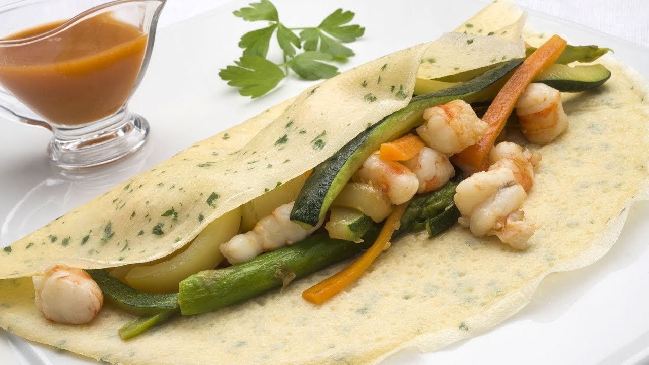 Receta de Crepes de verduras con salsa