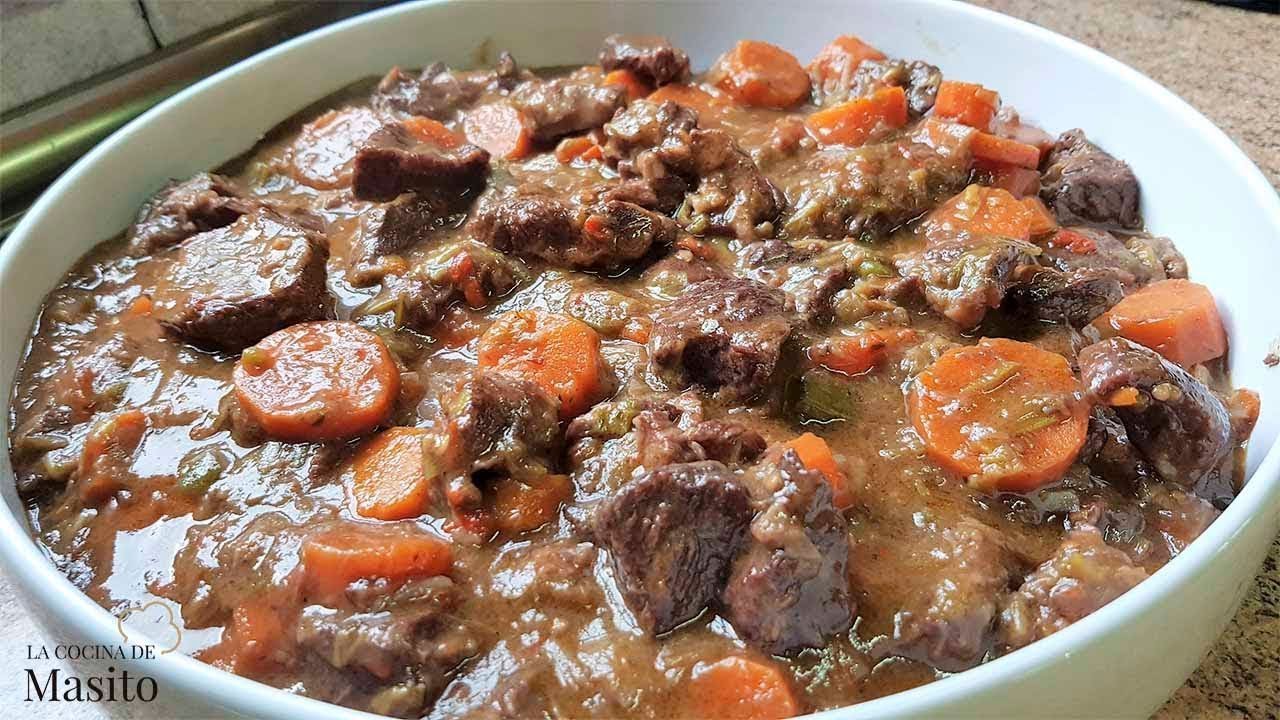 Receta de Estofado de ternera en salsa con verduras