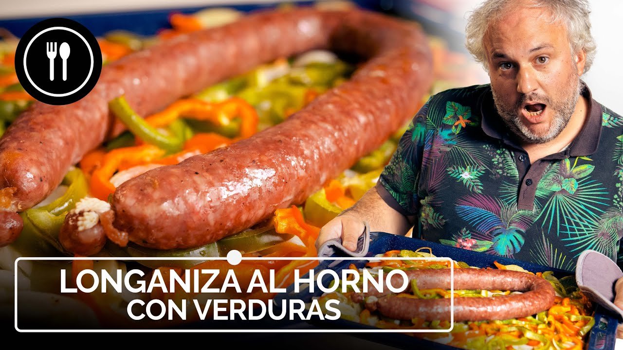 Receta de Longaniza al horno con cebolla y pimiento rojo