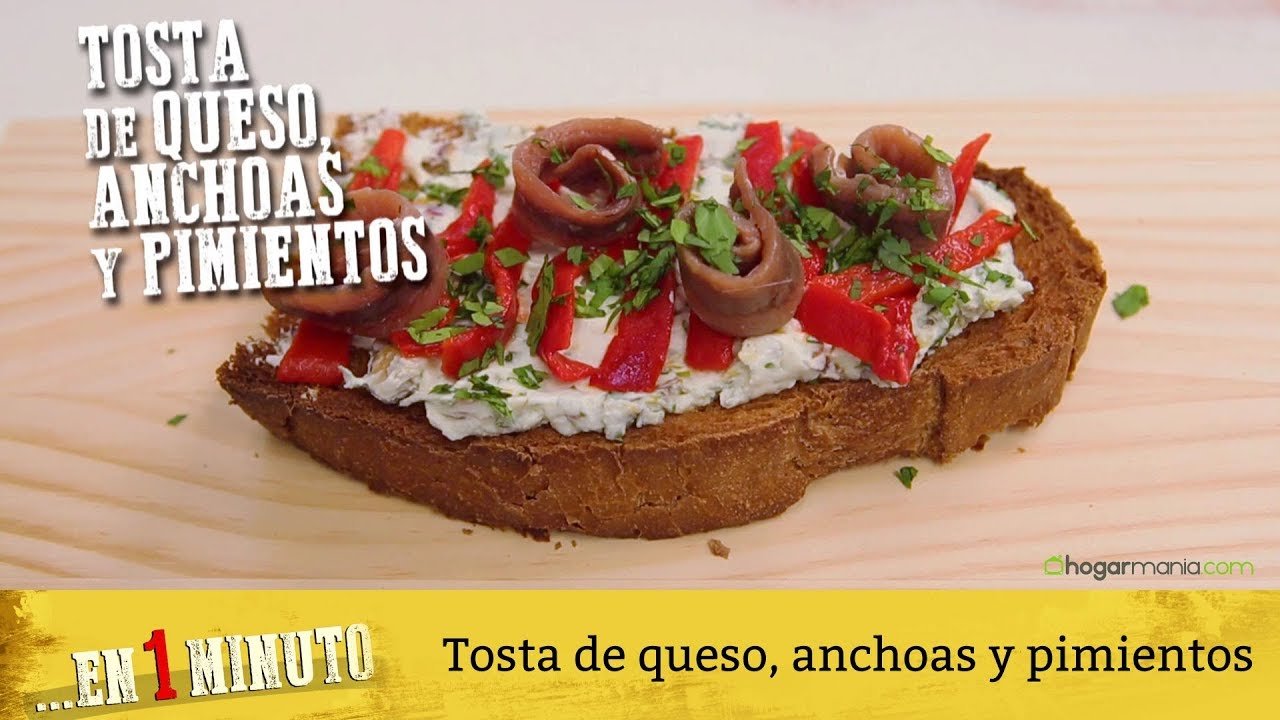 Receta de Montadito queso fresco pimiento y anchoas