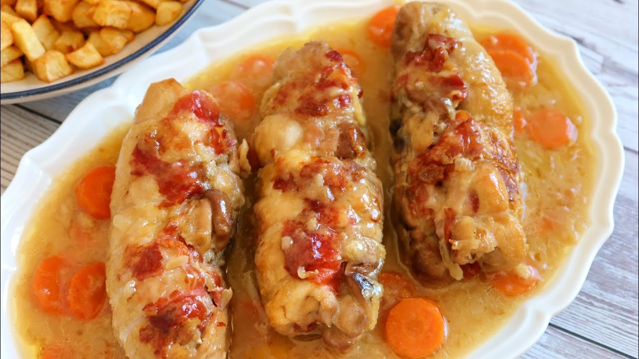 Receta de Muslos de pollo rellenos con salsa de mandarina