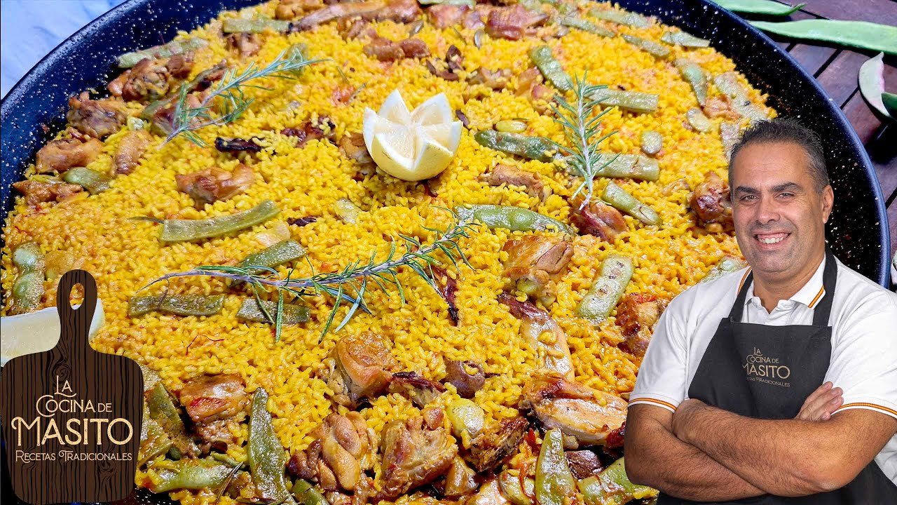 Receta de Paella valenciana de pollo y verduras