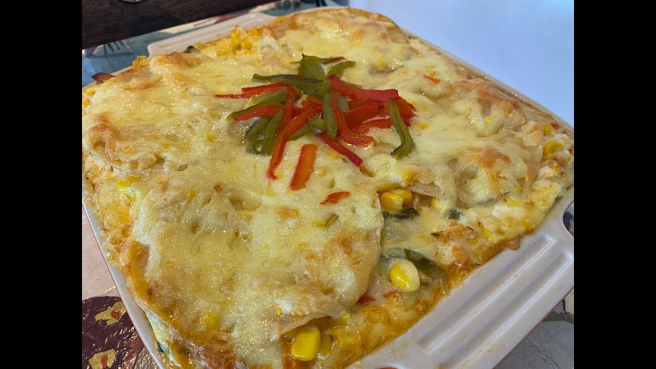 Receta de Pastel de tortillas de maíz con pollo y queso