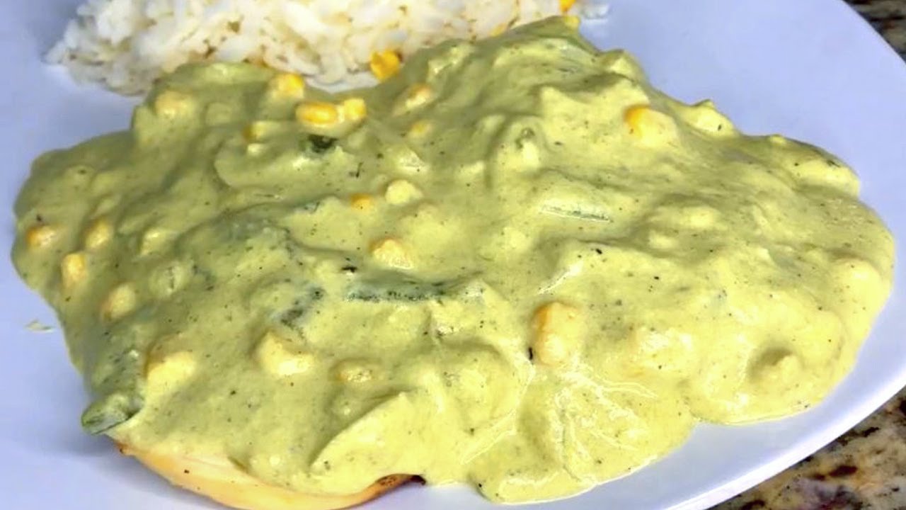 Receta de Pechuga de pollo en crema de poblano