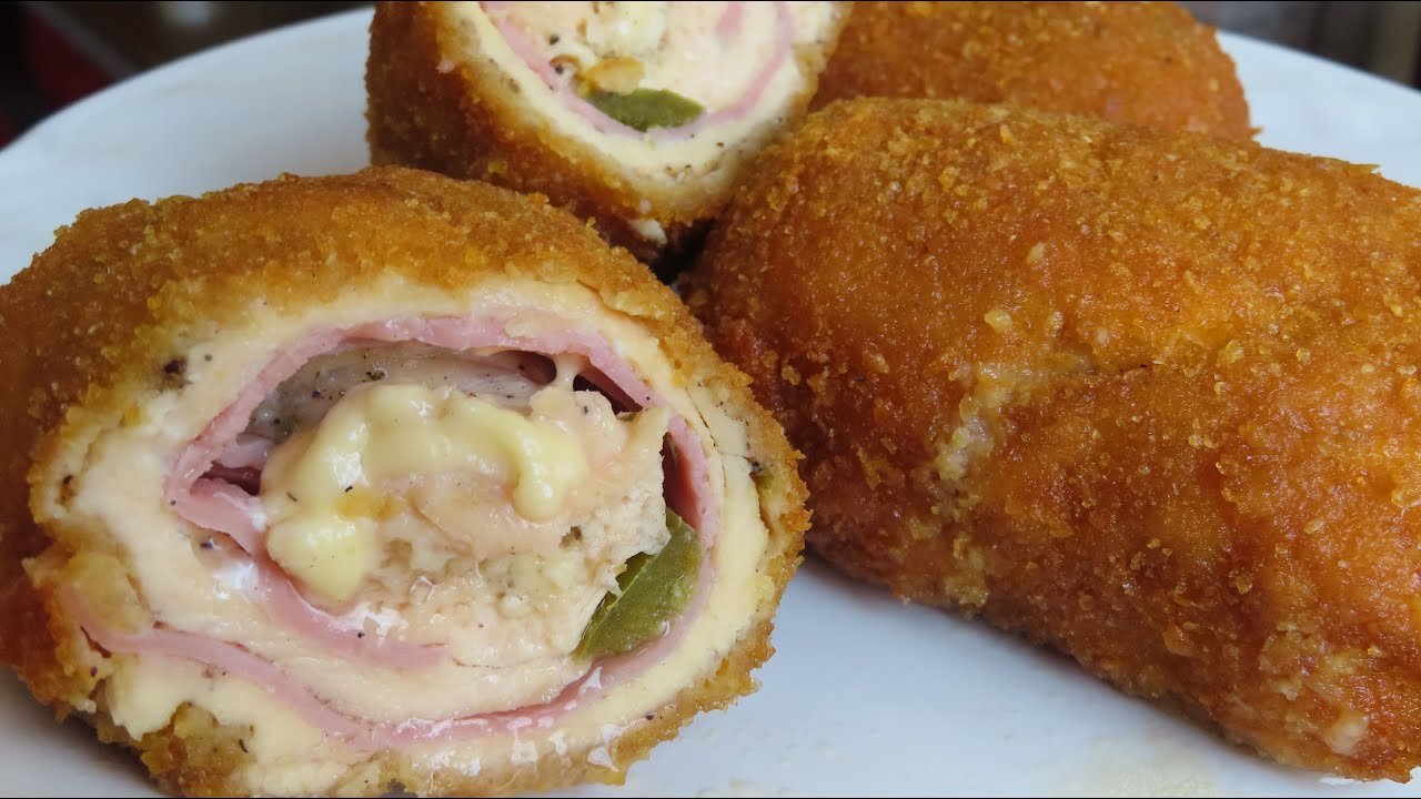 Receta de Pechugas empanizadas rellenas de queso Philadelphia