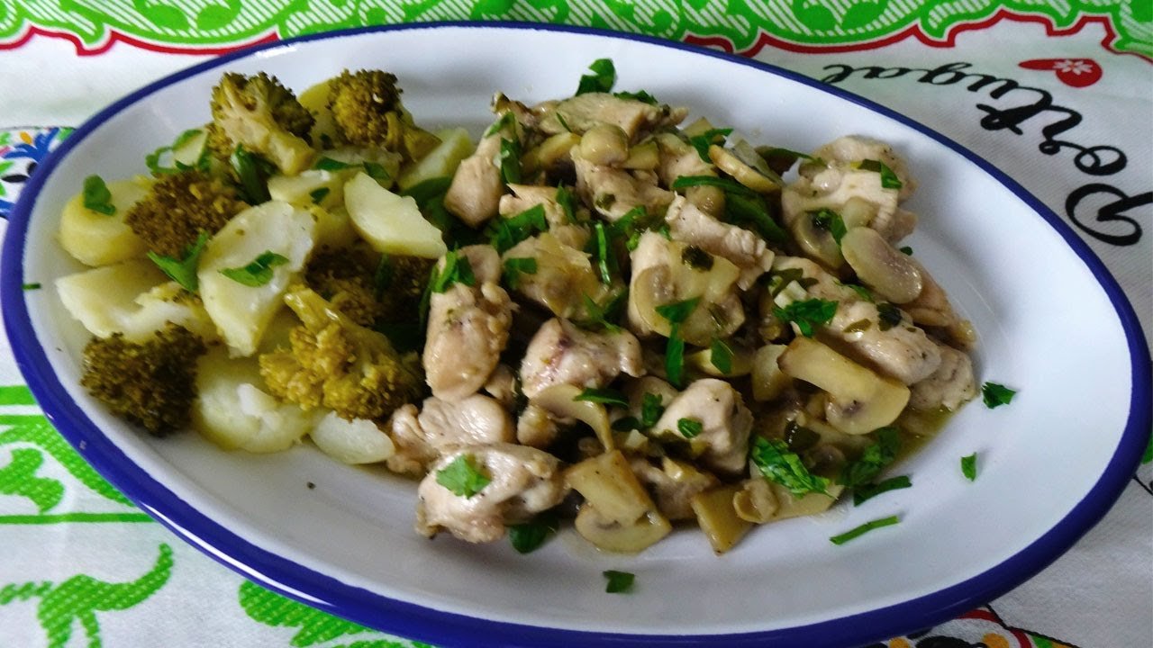 Receta de Pollo al ajillo con champiñones