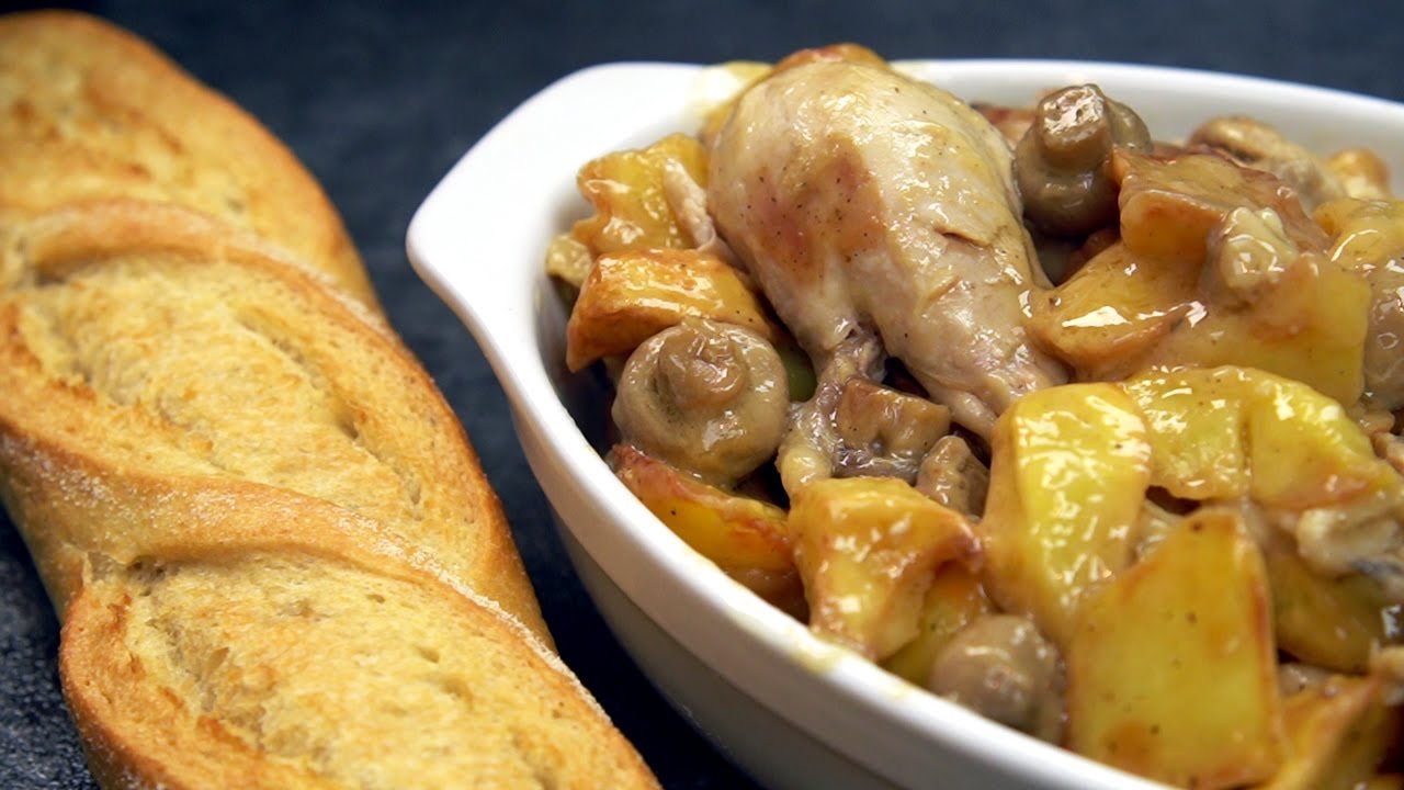 Receta de Pollo con champiñones y patatas