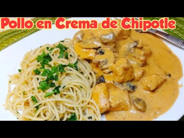Receta de Pollo en crema de champiñones y chipotle