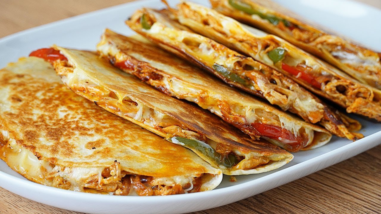 Receta de Quesadillas de pollo y queso cheddar