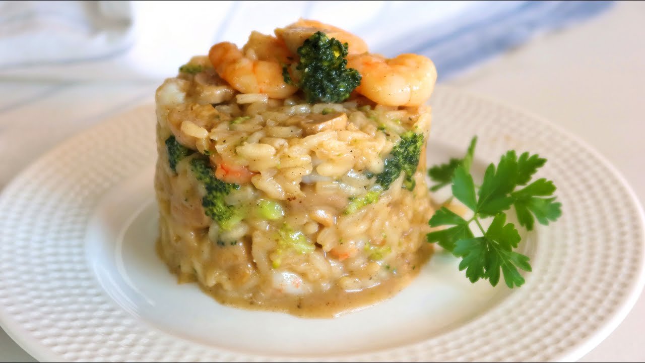 Receta de Risotto de gambas y brócoli