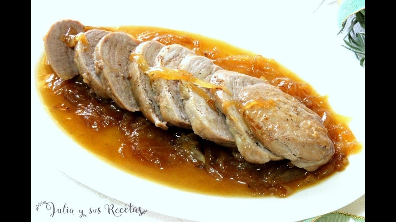 Receta de Solomillo de cerdo con cebolla caramelizada