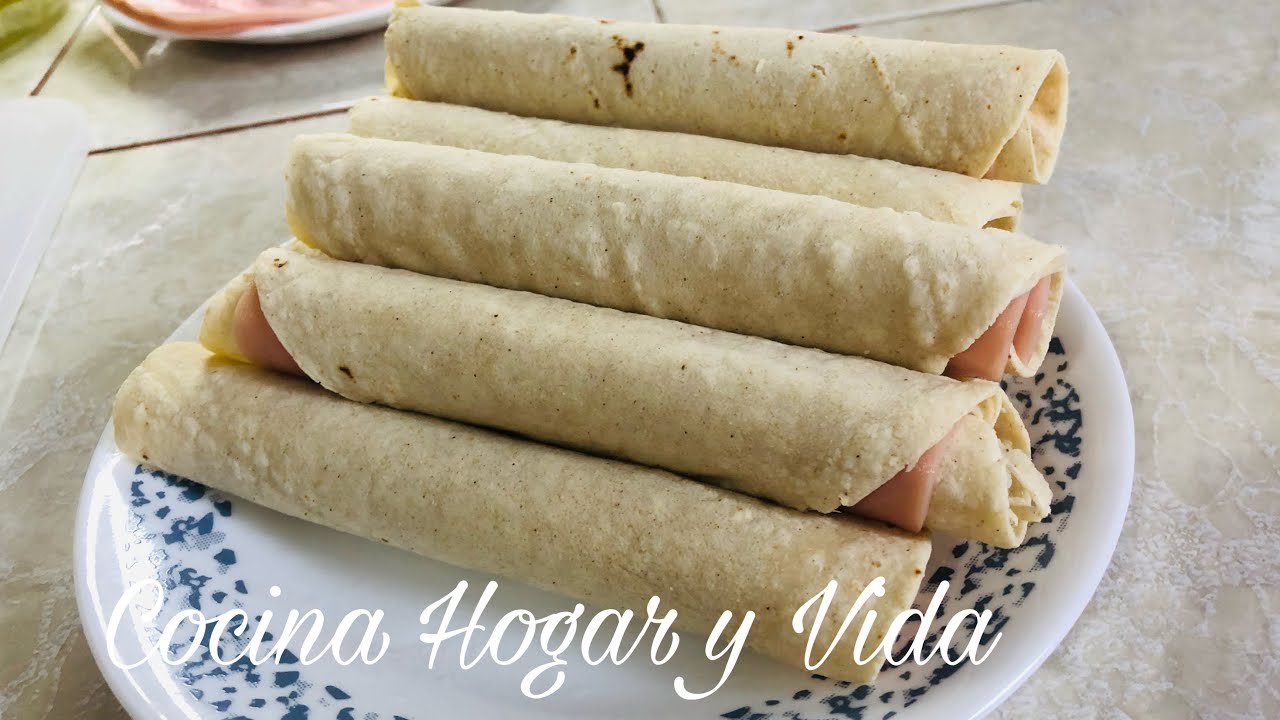 Receta de Tacos dorados de jamón y queso