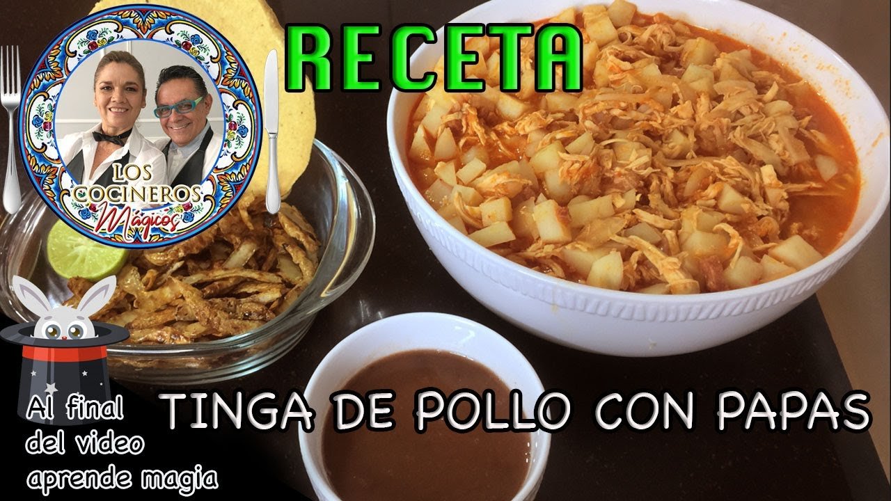 Receta de Tinga de pollo con papas
