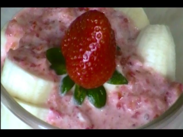Receta de crema de fresas y bananas
