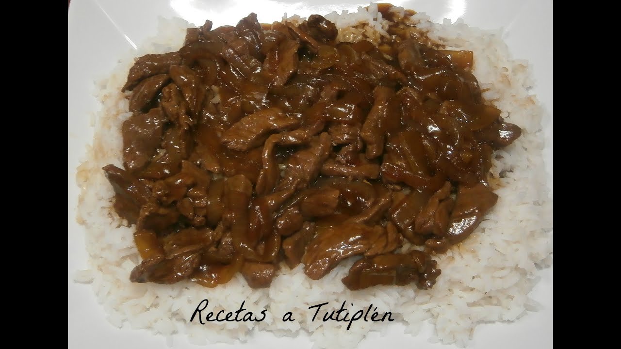 Ternera con cebolla estilo chino